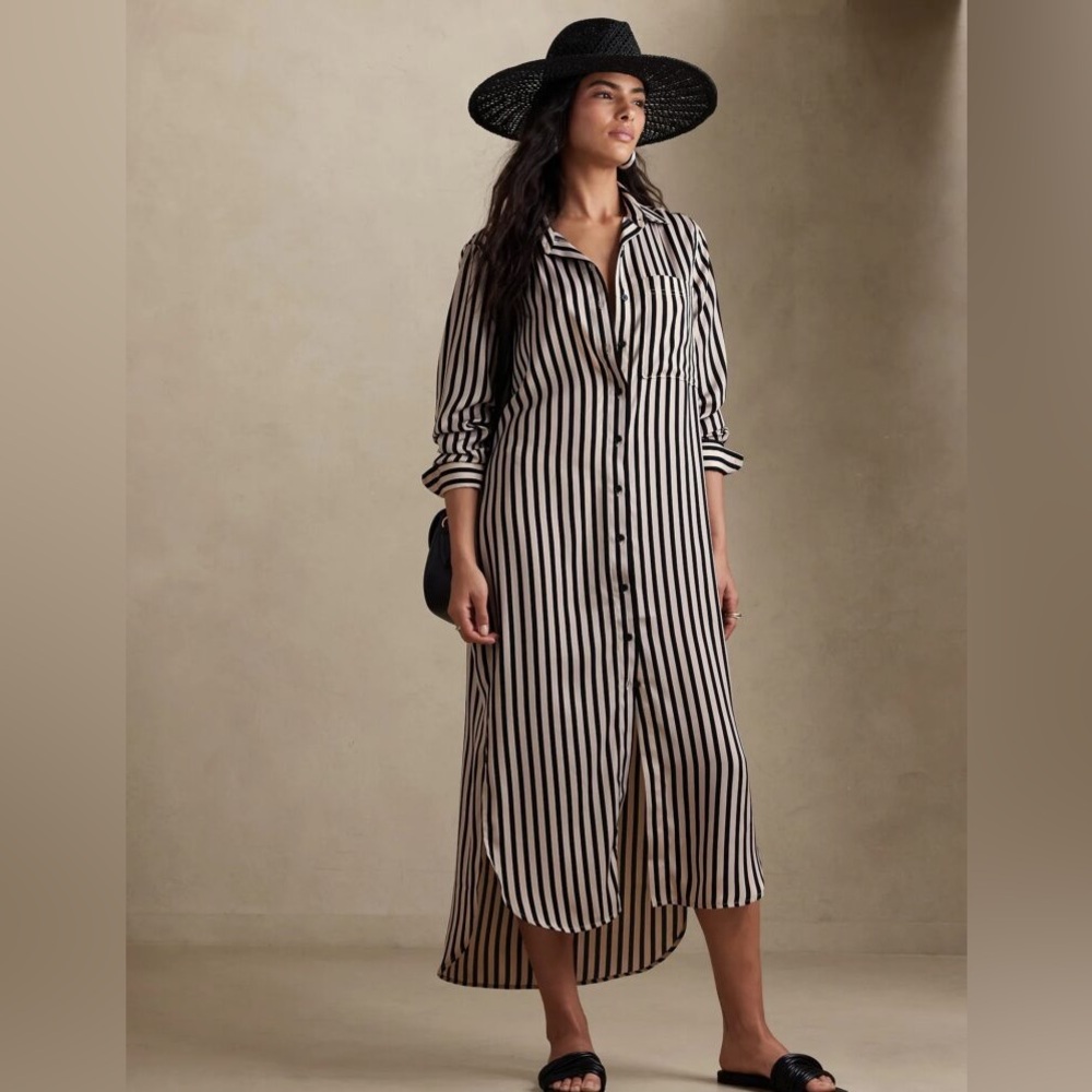 Satin Maxi Shirtdress from Banana Republic Factory Sz S